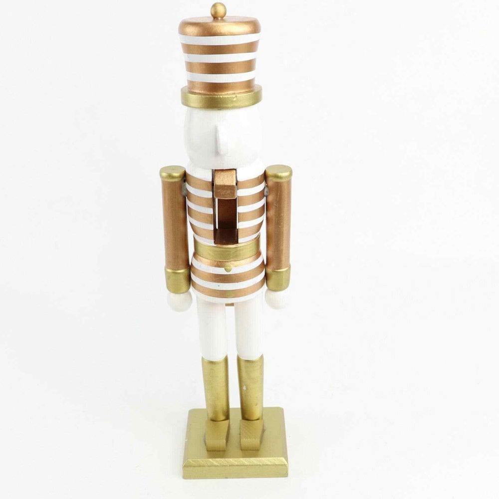 Holiday Lane Shine Bright Gold Stripe Nutcracker, NWD